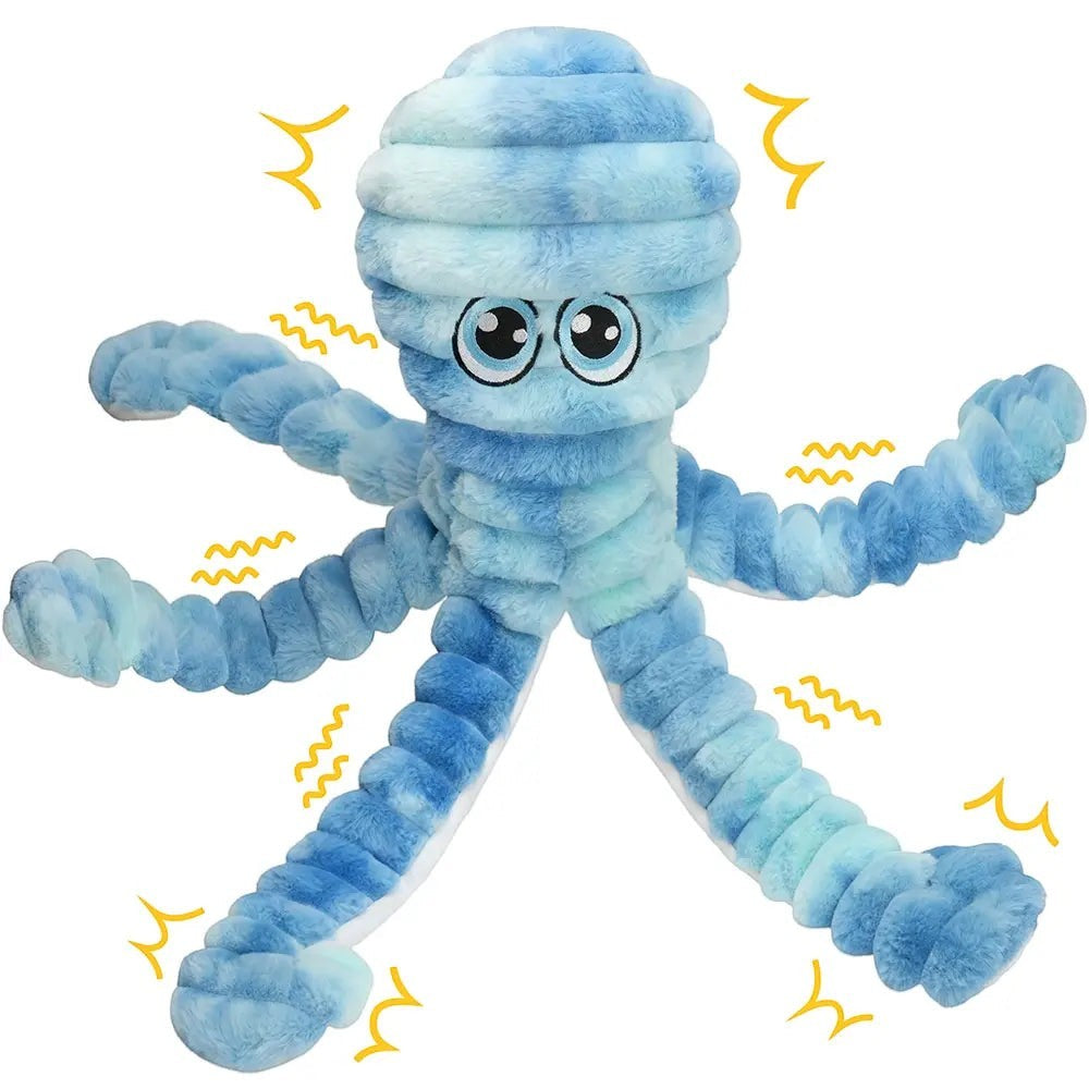 Prime Pets Dog Toys for Large Dogs, 27” Extra Large Plush Octopus Dog Toy, Crinkle Squeaky Dog Toys for Small Medium Large Dogs, Tug of War Dog Chew Toy, Yellow