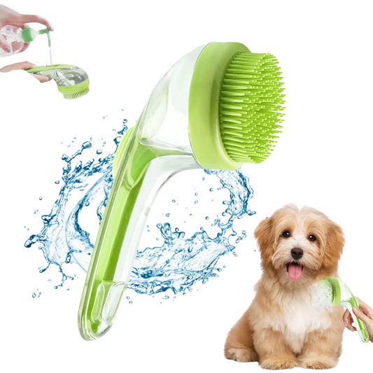 Pet Bath Brush with Shampoo Dispenser for Dogs & Cats, Ergonomic Handle, Gentle Massage Grooming Tool, Easy to Use, Essential Dog Bath Supply
