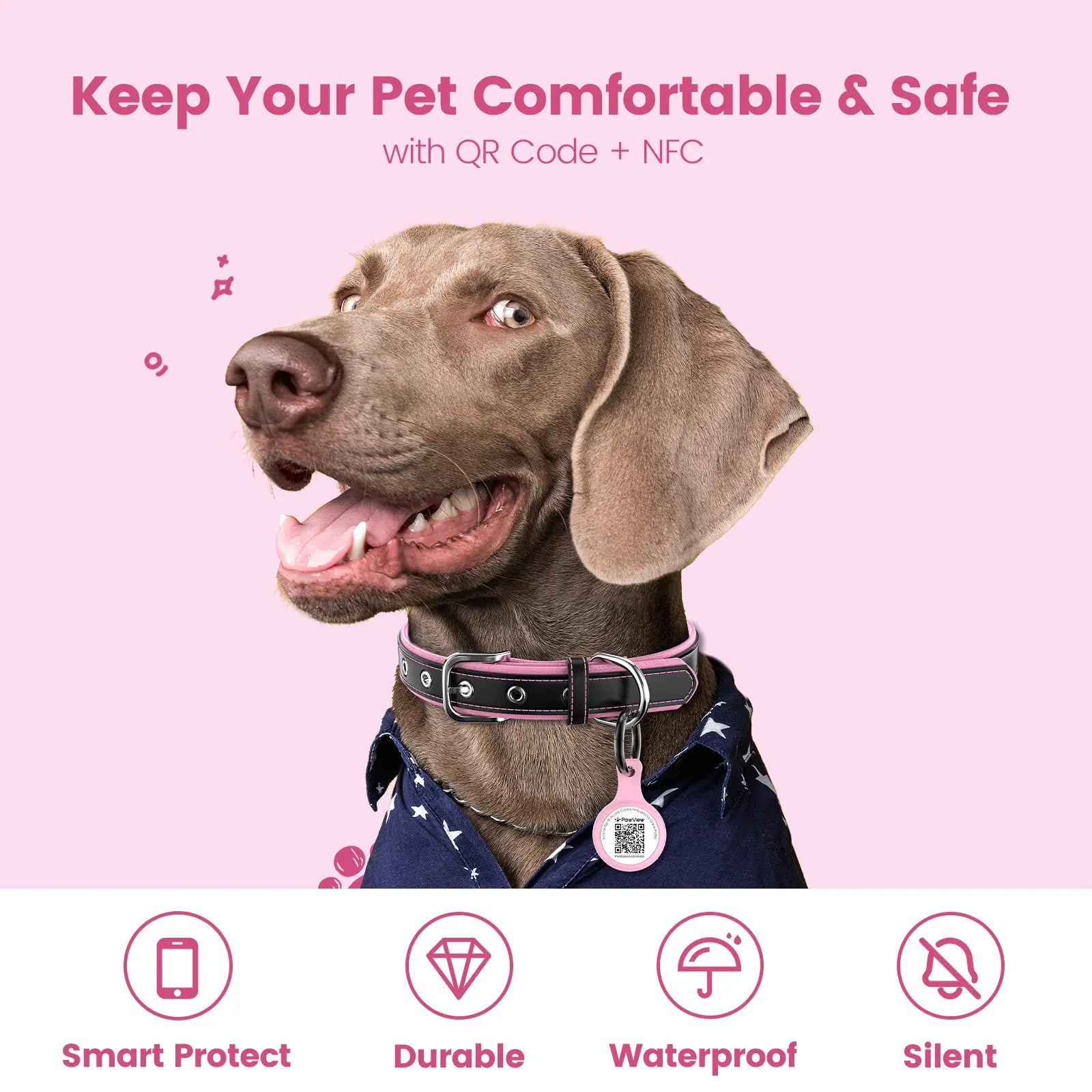 Pawview QR & NFC Dog ID Tag, Personalized Pet Profile, Emergency Contact & Scan Alert, Suitable for Collars and Harnesses Dog Accessories