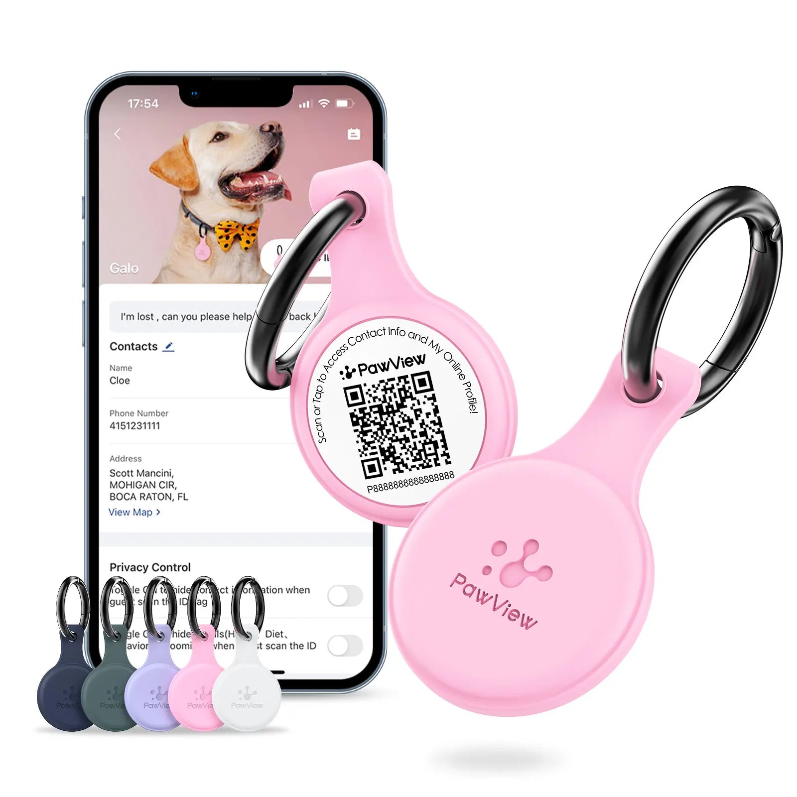 Pawview QR & NFC Dog ID Tag, Personalized Pet Profile, Emergency Contact & Scan Alert, Suitable for Collars and Harnesses Dog Accessories