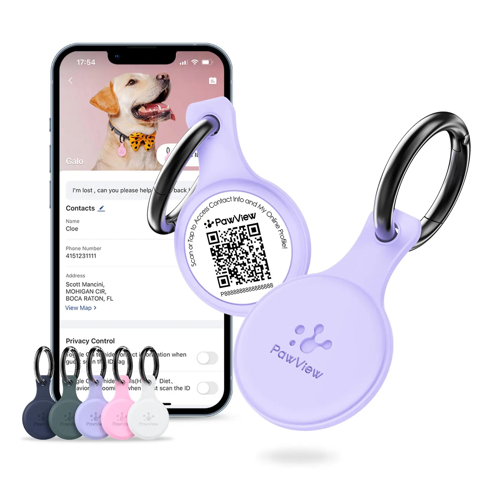 Pawview QR & NFC Dog ID Tag, Personalized Pet Profile, Emergency Contact & Scan Alert, Suitable for Collars and Harnesses Dog Accessories