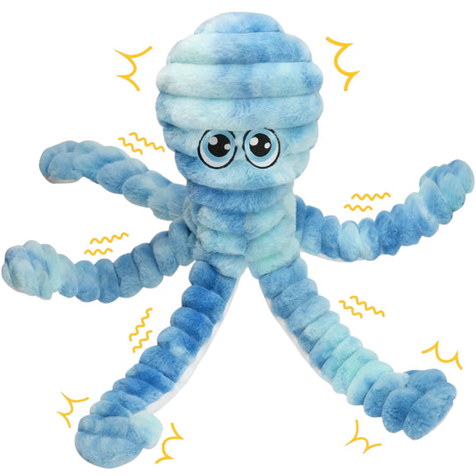 Prime Pets Dog Toys for Large Dogs, 27” Extra Large Plush Octopus Dog Toy, Crinkle Squeaky Dog Toys for Small Medium Large Dogs, Tug of War Dog Chew Toy, Yellow