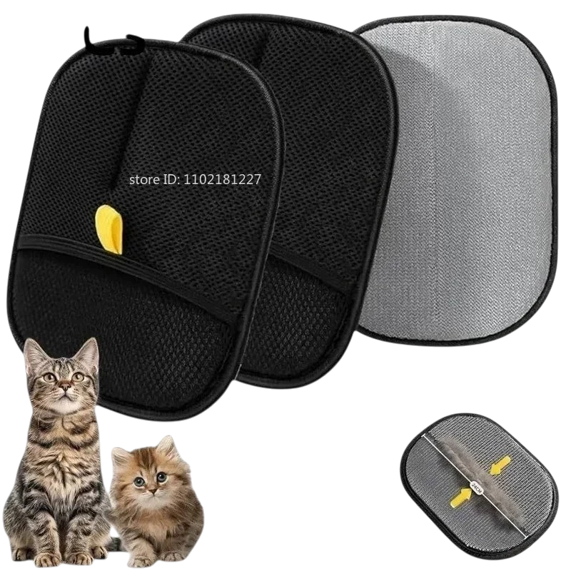 Pet Hair Removal Set Tool Reusable Static Removal Gloves Double-Sided Grooming Gloves Remove Dog Cat Fur Hair for Carpets Sofa