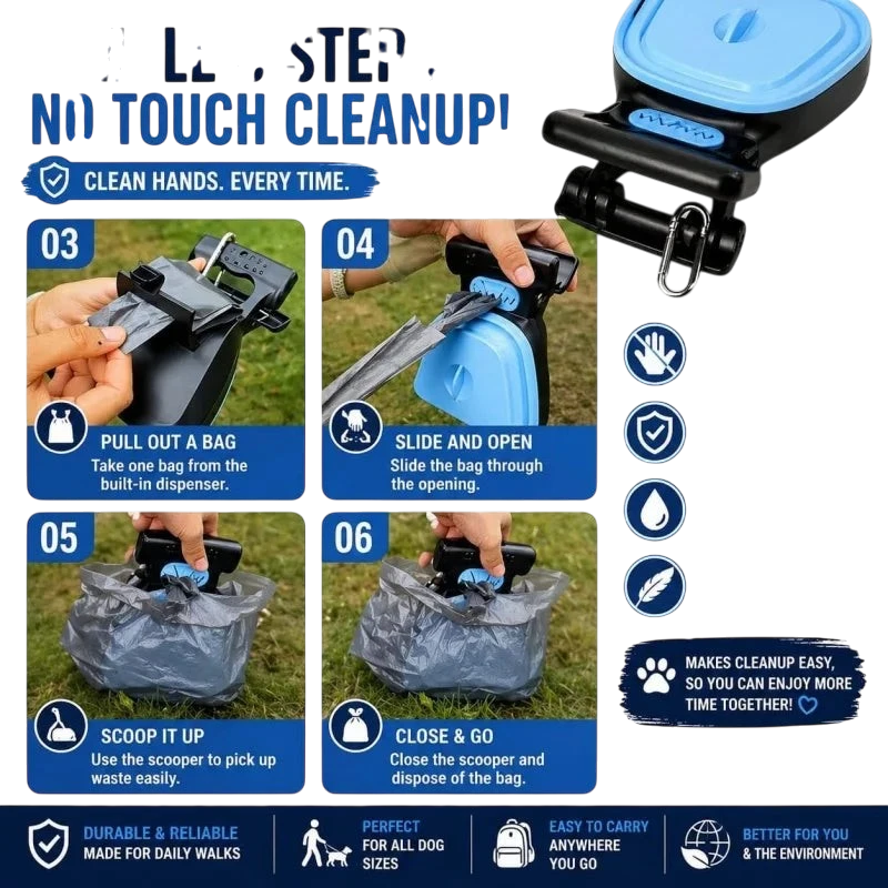Dog Pooper Scooper Foldable Travel Portable Pet Poop Pick up Tool with Biodegradable Refill Bags Roll Outdoor Hiking Camping Set