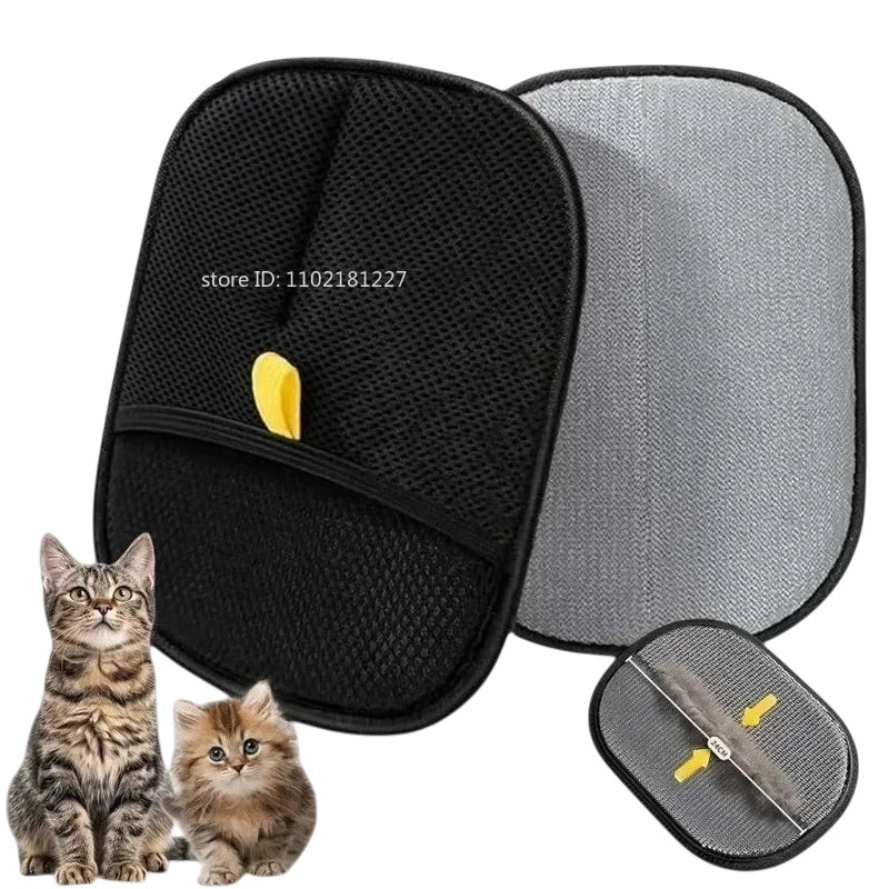 Pet Hair Removal Set Tool Reusable Static Removal Gloves Double-Sided Grooming Gloves Remove Dog Cat Fur Hair for Carpets Sofa