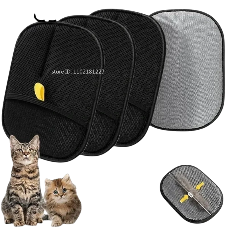 Pet Hair Removal Set Tool Reusable Static Removal Gloves Double-Sided Grooming Gloves Remove Dog Cat Fur Hair for Carpets Sofa