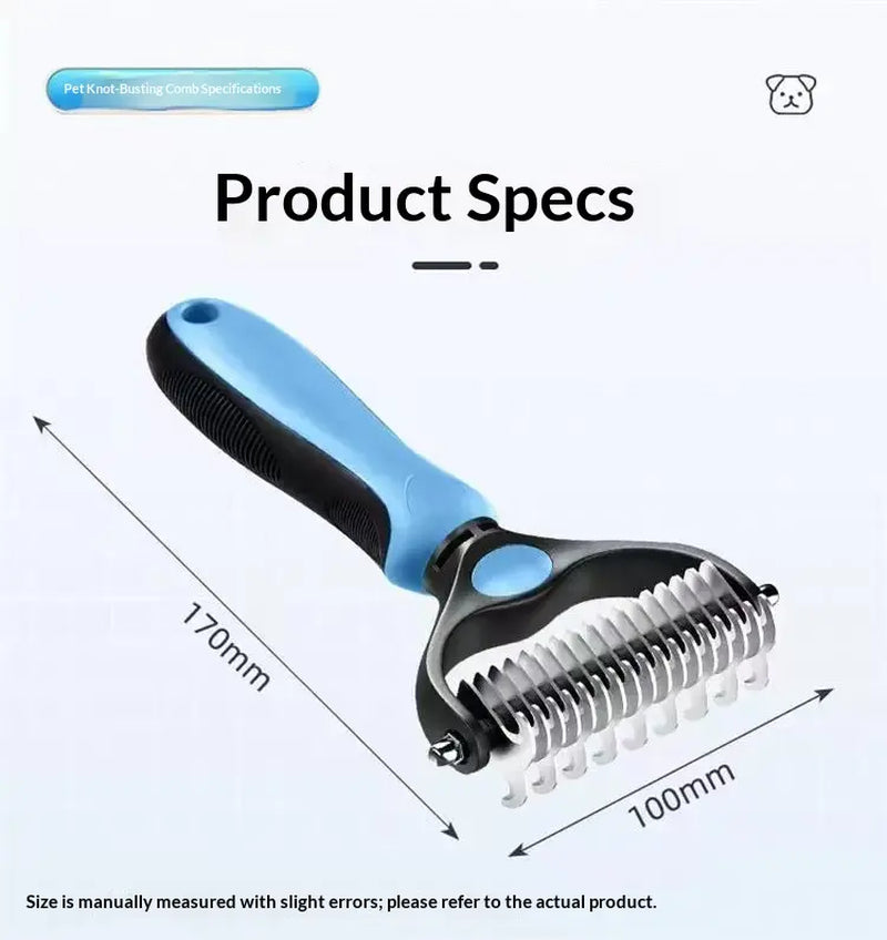 Pet Dematting Undercoat Rake for Long Haired Dogs Cats, Double Sided Deshedding Brush, Pain Free Tangle Remover to Reduce Shedding & Mats, Pet Grooming Tool N2